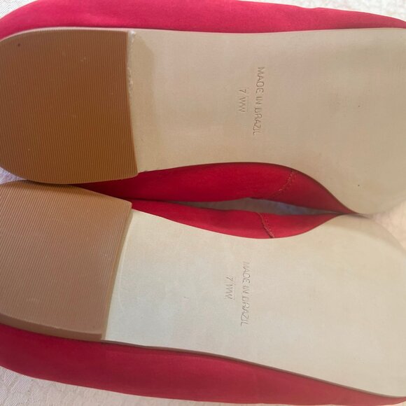 LIKE NEW WALKING CRADLES Women's Red Suede Flats with Sparkles Size 7WW - Picture 5 of 9